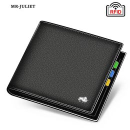 Wallets MR.JULIET Men's Wallet Long Short Leather Youth Leather Fashion MultiCard Horizontal Wallet Card Holder