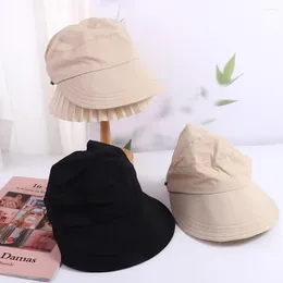 Wide Brim Hats Adjustable Retro Sunscreen Cap For Girls Women Cotton Sun Peaked Hat Fisherman Visors Korean Style