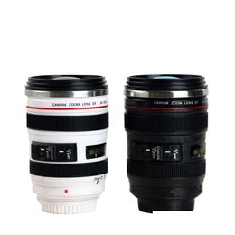 Tumblers Creative Camera Lens Coffee Mug 400Ml Stainless Steel Cups Drop Delivery Home Garden Kitchen Dining Bar Drinkware Dhved
