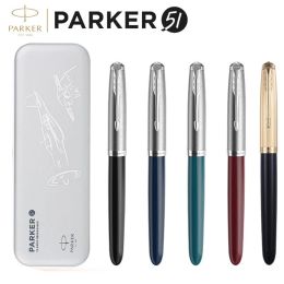 Pens Genuine Parker 51 Luxury Brand Series Fountain Pen Stainless Steel/18K Gold Nib Business Office Gift Writing Classic Retro Pen