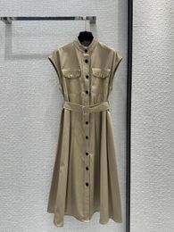 Milan Runway Dress 2024 New Spring Summer Lapel Neck Fashion Designer Dresses Brand Same Style Dress 0420-14