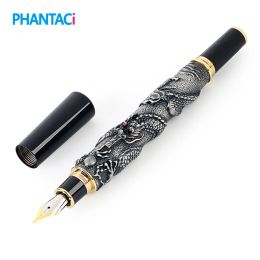 Pens Retro Vintage Eastern Dragon Style Fountain Pen Metal Fine Iraurita Nib 0.5mm Ink Pens Writing School Office Business Stationery