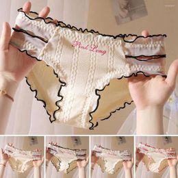 Women's Panties Shirring Edge Underpants Sweet Style Lady Low Waist Hollow Out Soft Thin Elastic For Women Anti-septic Quick