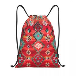 Shopping Bags Oriental Berber Colored Moroccan Style Drawstring Men Lightweight Antique Geometric Bohemian Sports Gym Storage Backpack