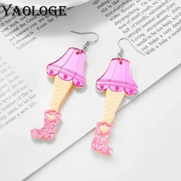 Dangle Earrings YAOLOGE Exaggerated Girl Pink Lower Body Acrylic For Women Design Fashion Skirt Pattern Ears Jewelry Party Holiday Gift