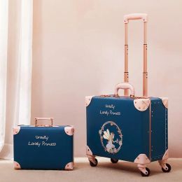Luggage High appearance luggage female 16/18" with handbag carry on portable password trolley suitcase boarding travel box pull rod case