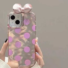 Cell Phone Cases Round Dot Bow Phone Case Soft Silicone Painting Corrugation Fashion iPhone Case For iPhone 15 14 13 12 11 Pro Max 14 15Puls J240418