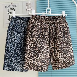 Men's Shorts Summer Beach Shorts for Mens 2023 New Elastic Waist Leopard Pattern Casual Shorts Summer Loose Korean Fashion Shorts J240420