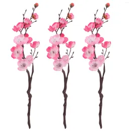 Decorative Flowers 3 Pcs Wintersweet Fake Vases Home Decor Simulation Plum Blossom Branch Artificial