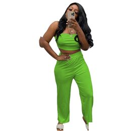 Womens Tracksuits Designer Summer Outfits Women Two Piece Sets Fashion Y Strapless Tank Top And Pants Matching Sweatsuits Casual Solid Dhazh