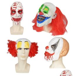 Party Masks Home Funny Clown Face Dance Cosplay Mask Latex Maskcostumes Props Halloween Terror Men Scary Drop Delivery Garden Festiv Dh5Rx