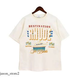 Mens Designer T Shirt Rhude Shirt Card Logo Lettered Print Rhude T Shirt Couples for Men and Women Tshirt Cotton is Loose in Summer 273