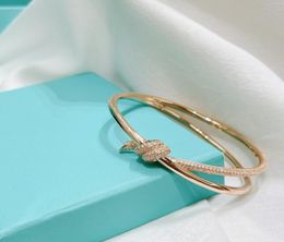 Bangle knot Double Line Bracelet women's Sterling Silver minority high sense Gold couple Bracelet men's fashion6351382