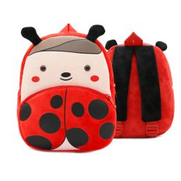 Bags Children School Backpack Cartoon Ladybug Design Comfortable Soft Plush Material For Toddler Baby Kindergarten Kids Snacks Bag