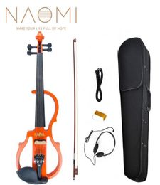 NAOMI Full Size 44 Solid Wood Electric Silent Violin Ebony Fittings Fiddle Maple Fingerboard Pegs Chin Rest Tailpiece SET9330937