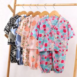 Clothing Sets Summer Girls Print Style Pajamas For Kids Air Conditioning Sleepwear Boys 2024 Baby Umderwear Clothes