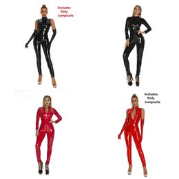 Costume Theme Plus Size S 5XL Women Sexy Latex Catsuit Black Wetlook Full Bodysuit PVC Jumpsuit Clubwear Faux Leather 231123 exy