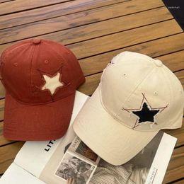 Ball Caps Korean Version Star Distressed Baseball Cap 2024 Women Men Trend Sunscreen Ducker Hats Letter Embroidery Vintage Street