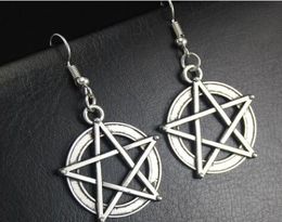 20Pair Silver Plated Star Pentacle Dangle Drop Earrings Charms Pendant Earrings Ear Stud Handmade DIY Jewelry NEW3392676