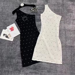 Summer Luxury Brand Designer Dress Fashion Letter Printed sleeveless one shoulder Dresses For Woman Slim Quick Dry Mini Skirt Womens Clothing Asian size S M L