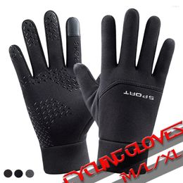 Cycling Gloves Winter Warm Elastic Non-Slip Plus Velvet Windproof Stretch Fabric Smooth Touch Screen Motorcycle
