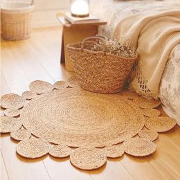 Carpets Retro Rugs Pure Natural Plant Fiber Living Room Bedroom Home Decor Floor Mats Water Reed Grass Round Carpet Weaving