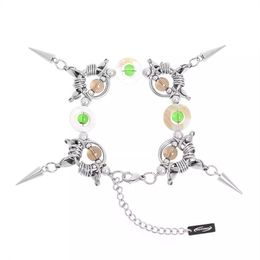 Fashion Dark retro Green Crystal Tassel Cone Woven Bracelet For Men and Women's Titanium Steel Light Luxury Charm Jewellery Trend