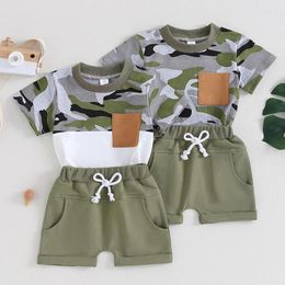 Clothing Sets 0-24months Baby Boys Summer Outfits Camouflage Short Sleeve T-Shirts Tops And Elastic Waist Shorts Toddler 2pcs Clothes Set