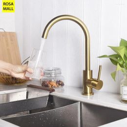 Kitchen Faucets Gold Basin Faucet Bathroom Washbasin Water Mixer Tap Cold Sink Brushed Taps