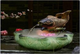 Feng Shui Fish Waterscape Crafts Indoor Humidifier Rockery Lotus Water Fountain Bonsai Ornaments Living Room Home Decoration7755659