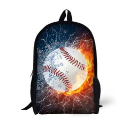 Bags Baseball Book Bags Black Backpack for Man Kid Girl Woman 16 Inch Combustion Pattern Cool School Bags Casual Teenager Book Bag