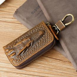 Wallets Alligator Pattern Key Wallet Auto Car Purse Wallets Genuine Leather Key Case Car Key Bags For Men Male Key Holder Cowskin