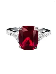 Cluster Rings S925 Silver Ring Set With 8 10 Pigeon Blood Ruby Deluxe Full Diamond For Daily Wear