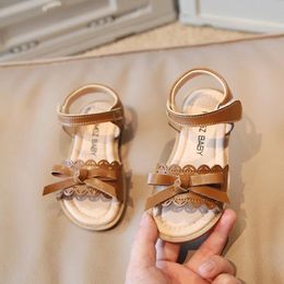 Girls Sandals Summer Ruffles Bowknot Classic Infant Girl 's Sandal Kids Sliders Toddler Open Toe Hookloop Children Flat Shoes 240408