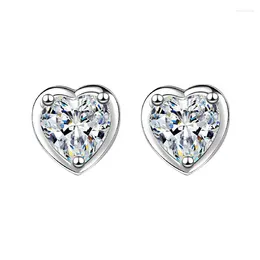 Stud Earrings Fashion Women 925 Silver Jewelry Inlaid Heart Shape Zircon Gemstone Accessories For Wedding Party Gift