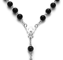Pendant Necklaces Crucifix Charm Fashion Rosary Beads Chain Jesus Virgin Mary Necklace3726919