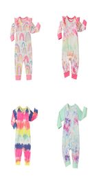 kids clothes girls boys rainbow Tie dye Rompers infant Flying sleeve Jumpsuits Spring Autumn Boutique baby Climbing clothes Z12948289381