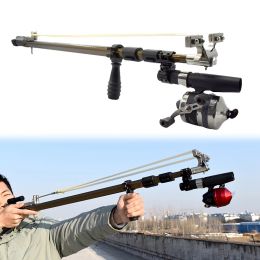 Scopes Folding Telescopic Slingshot Outdoor Shooting Hunting Catapult with High Precision Laser Aiming Expanded Length 168cm Slingshot