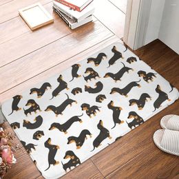 Bath Mats Sausage Dachshund Dog Mat Black Pet Velvet Soft Toilet Pad Kitchen Shower Room Anti Slip Foot Custom Bathroom