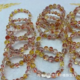 geomancy accessory Natural Crystal Brazilian Koi Red and Yellow Watered Single Loop Bracelet Jewelry