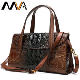Bags MVA Alligator Pattern Shoulder Bag Women's Genuine Leather Handbags Female Messenger Bag Vintage Tote Tophandle Bags Ladies 993