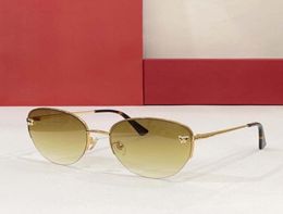 New men Sunglasses Designer womans Metal Half Frame cat eye shades Leopard Head Decorative Mirror High end r eyewear Size 58 8306216