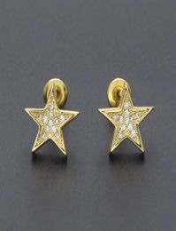 Mens Hip Hop Stud Earrings Jewelry Fashion High Quality Gold Silver Fivepointed Star Earring For Men8241749