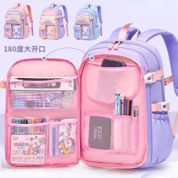 Bags Primary School Students Schoolbag for Girls Cute Backpack Large Capacity Lightweight Waterproof Side Open Children's School Bags