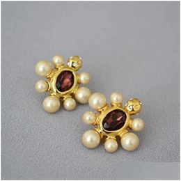 Stud Earrings Wt-Mpe112 Wholesale Fashion 18K Real Gold Plated Champagn Artificial Pearl Earring Studs Delicate Charming Drop For Deli Dhhvr