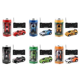 Coke Can Remote Control Car Battery Operated Racing Vehicle LED Lights Mini RC with s Christmas Gift 240417