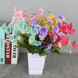 Decorative Flowers 5 Fork 25 Artificial Bouquet Butterfly Orchid Home Decoration Flower Christmas Party Pography Props Wedding