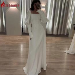 Casual Dresses 2024 Spring French Elegant Bodycon White Maxi Dress Women Square Neck Long Sleeve Sexy Party Evening Robe