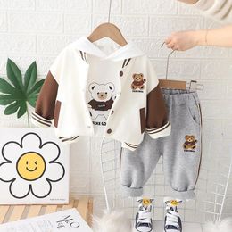 Clothing Sets Toddler Tracksuits 2024 Spring Baby Boy Clothes 2 To 3 Years Lovely Cardigan Coats Hooded Hoodies Pants Kids Boys Outfit Set