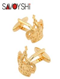 SAVOYSHI Luxury Goldcolor Crown Cufflinks for Mens Shirt Brand Cuff Bottons High Quality Cufflinks Wedding Fashion Men Jewelry7240566